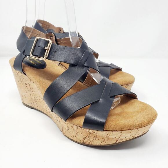 I Love Comfort Memo Tech Black Open-Toe Wedge SIZE 7 - Picture 4 of 13